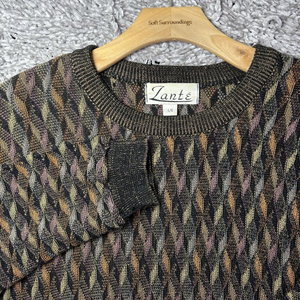 VINTAGE ZANTE Crew Neck Sweater Mens Large Pullover Coogi Style Long Sleeve VTG